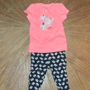 Child of Mine Elephant Pajama Set - Coral and Navy